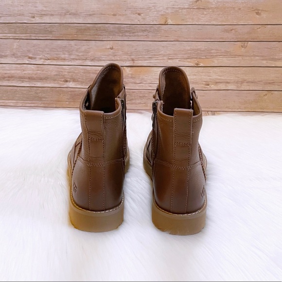 UGG Women’s Deconstructed Lace Chestnut Leather Combat Boots - Picture 6 of 8